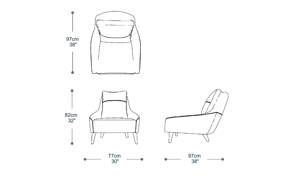 Image of the main dimensions of the product